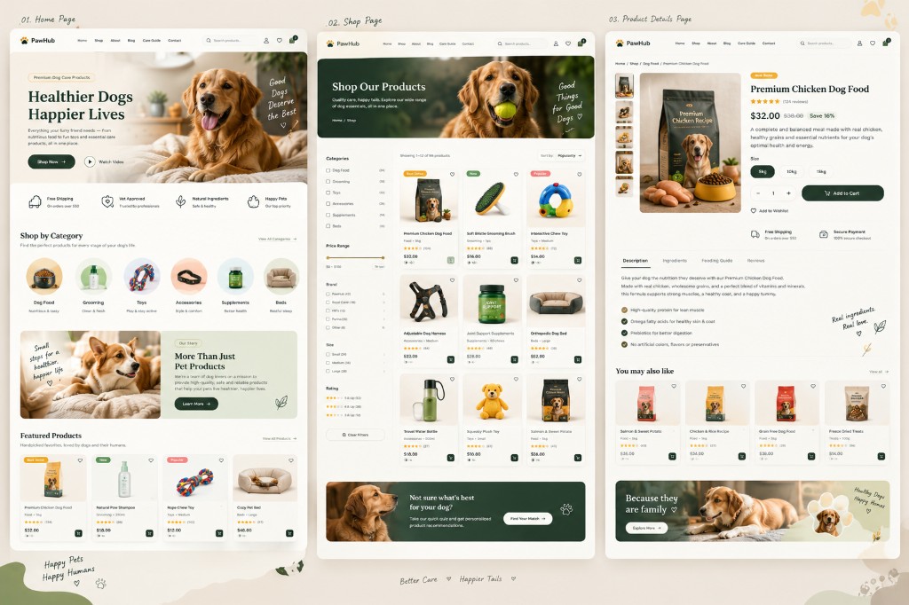 PawHub dog care shop in color